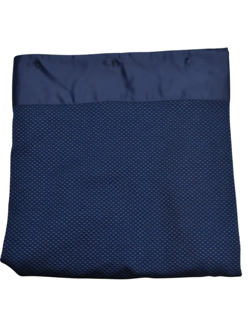 Vintage Navy Blue Textured Fabric Shower Curtain Satin Trim 70x70 MCM Elegant